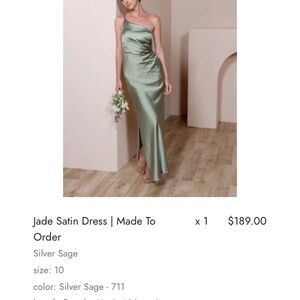 Revelry jade satin dress silver sage